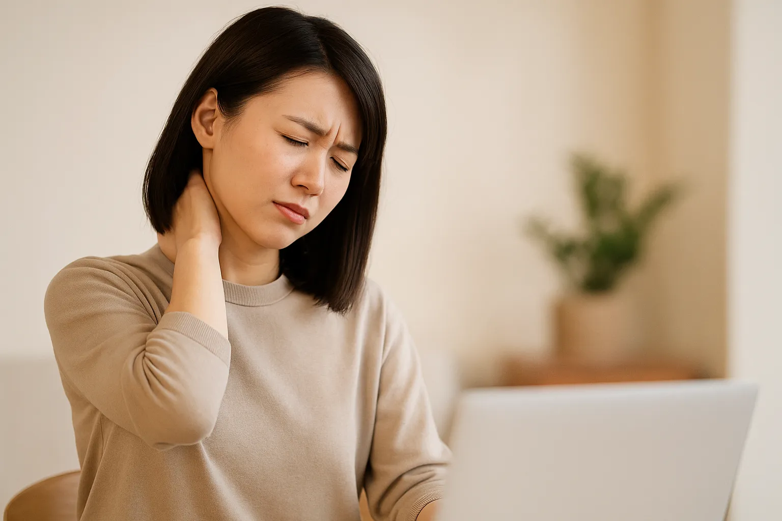 ストレートネックに悩む女性のイメージ