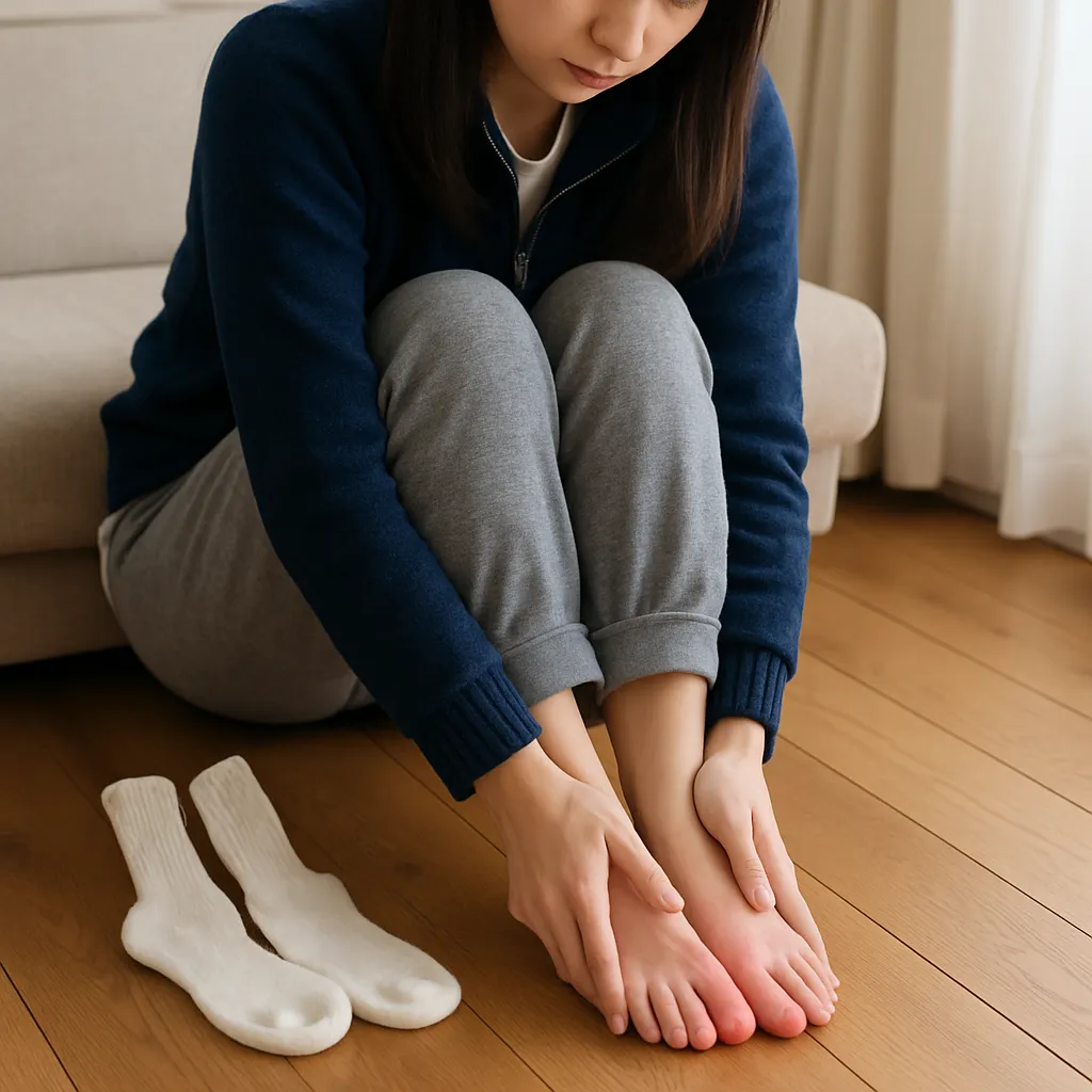 足の冷えに悩む女性のイメージ