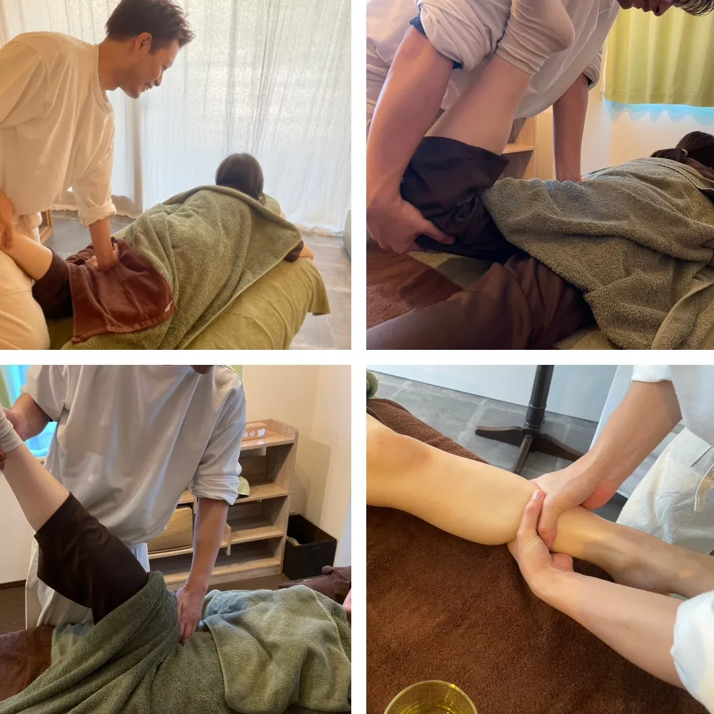 足の冷え改善の施術風景