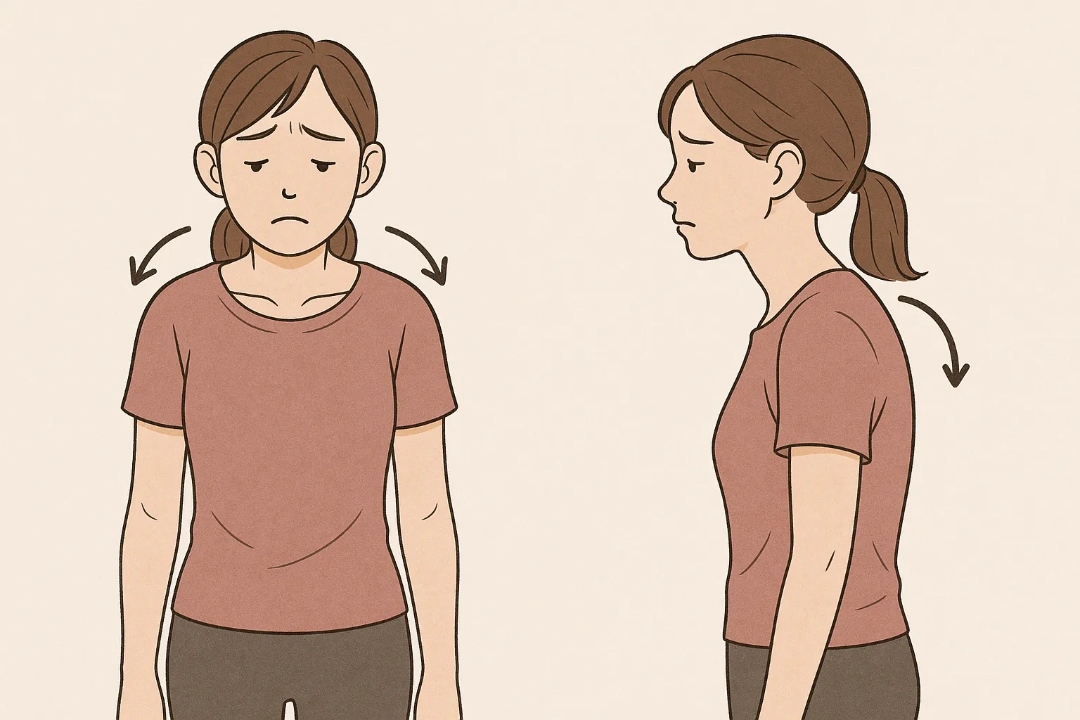 巻き肩の構造解説図