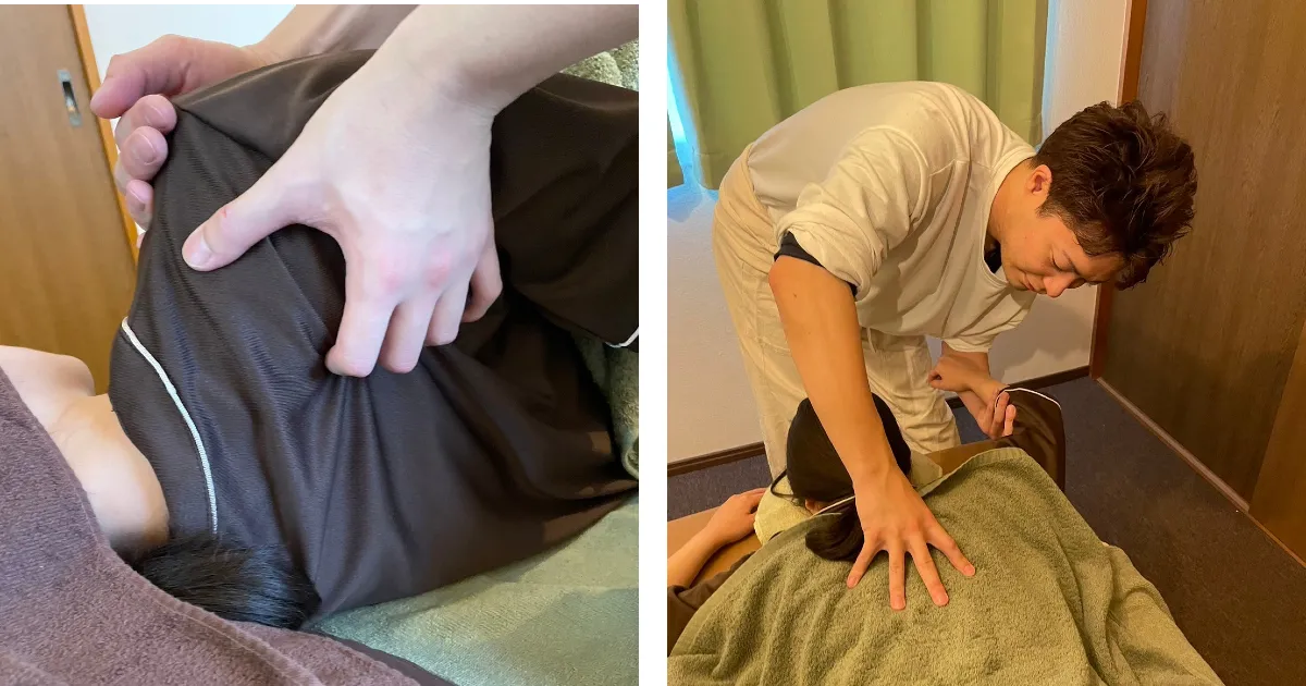 巻き肩改善の施術風景